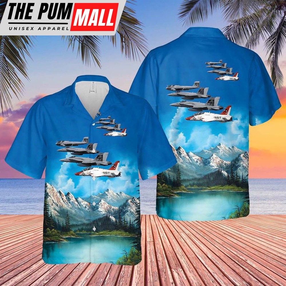 Us Navy Hawaiian Shirt, US Navy EA-6B, FA-18E, FA-18C and T-45 Of VX-23 Salty Dogs Hawaiian Shirt, Military Hawaiian Shirt