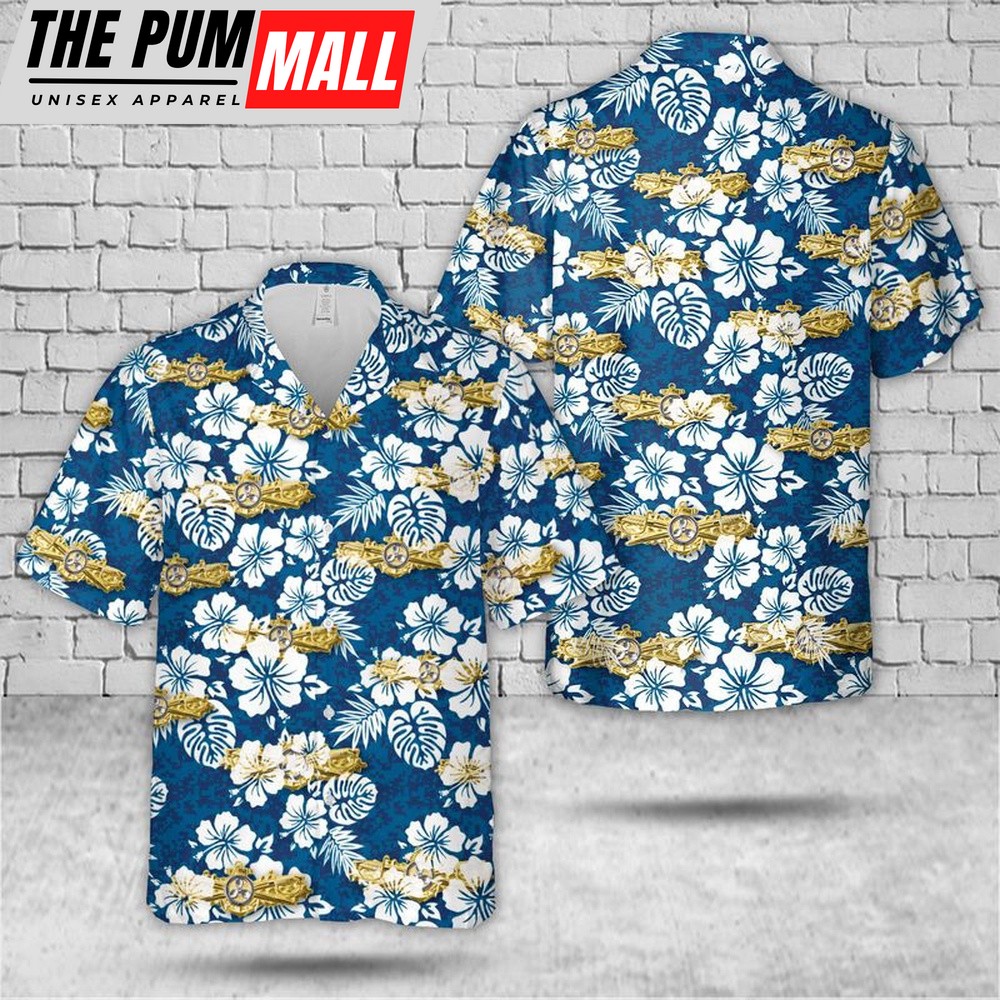 Us Navy Hawaiian Shirt, US Navy Engineering Duty Officer Qualification Insignia Hawaiian Shirt, Military Hawaiian Shirt