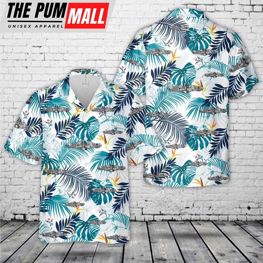 Us Navy Hawaiian Shirt, US Navy Enlisted Submarine Dolphins ( Silver) Hawaiian Shirt, Military Hawaiian Shirt