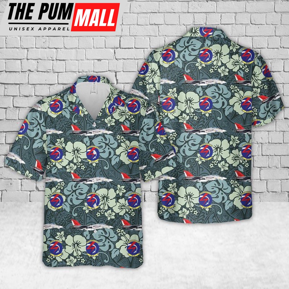 Us Navy Hawaiian Shirt, US Navy F-14 Tomcat of VX-23 Salty Dogs Hawaiian Shirt, Military Hawaiian Shirt