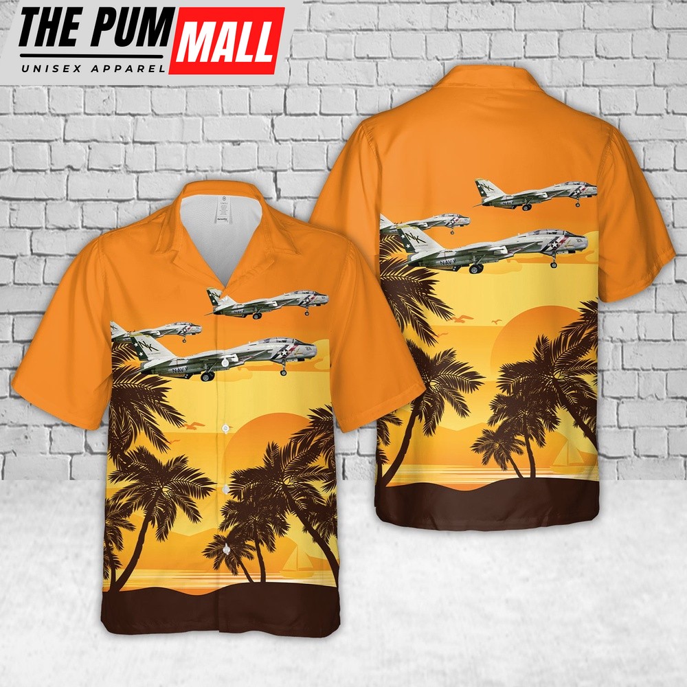 Us Navy Hawaiian Shirt, US Navy F-14A 158994 (55) VF-2 Hawaiian Shirt, Military Hawaiian Shirt