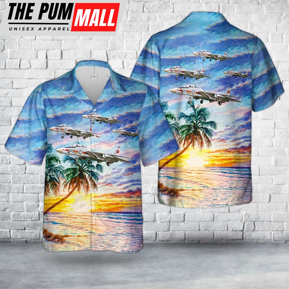 Us Navy Hawaiian Shirt, US Navy F-14A 159467 (133) VF-1 USS Enterprise Hawaiian Shirt, Military Hawaiian Shirt