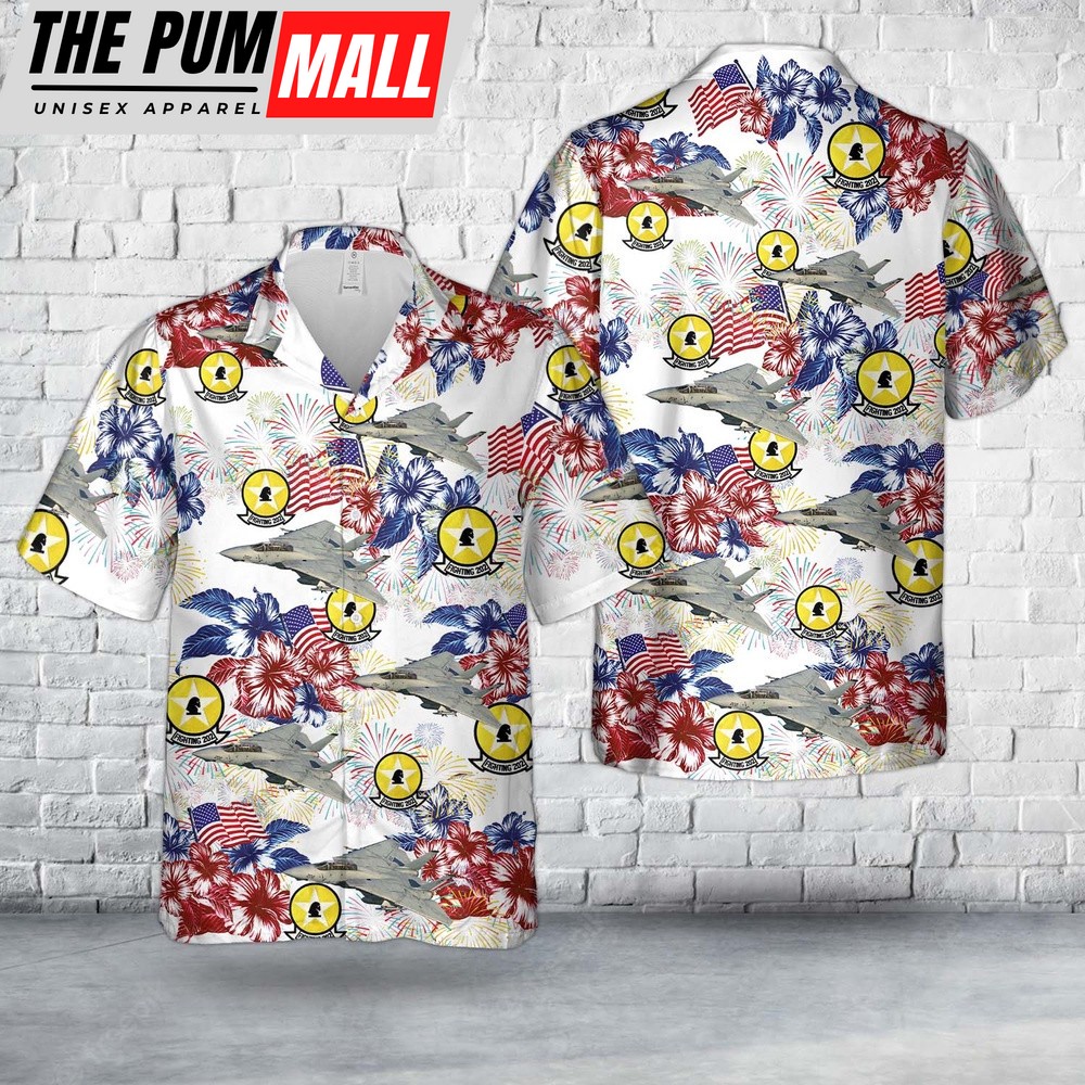 Us Navy Hawaiian Shirt, US Navy F-14A Tomcat Of VF-202 Superheats, 4th Of July Hawaiian Shirt, Military Hawaiian Shirt