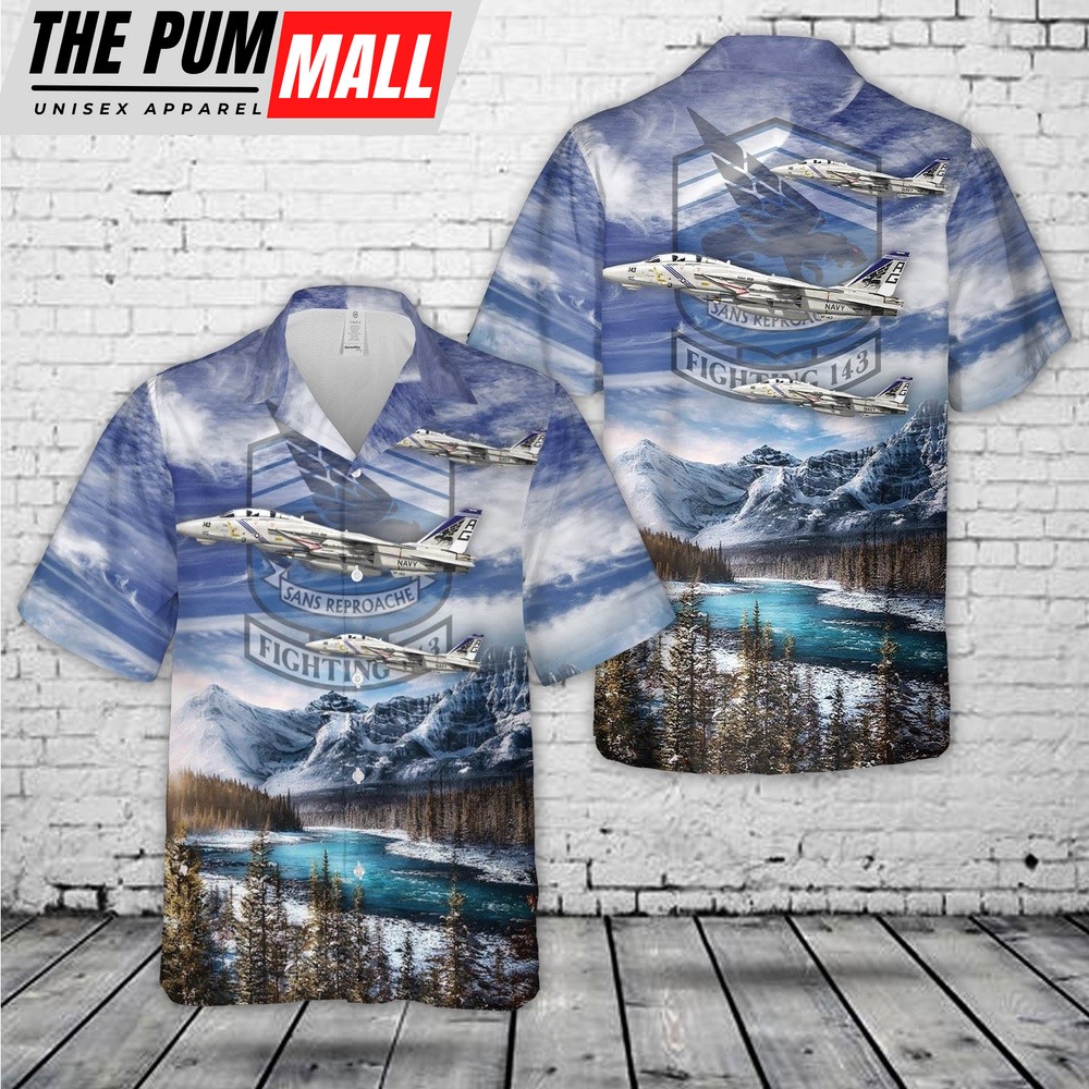 Us Navy Hawaiian Shirt, US Navy F-14B Tomcat Of VFA-143 ”Pukin Dogs” Hawaiian Shirt, Military Hawaiian Shirt
