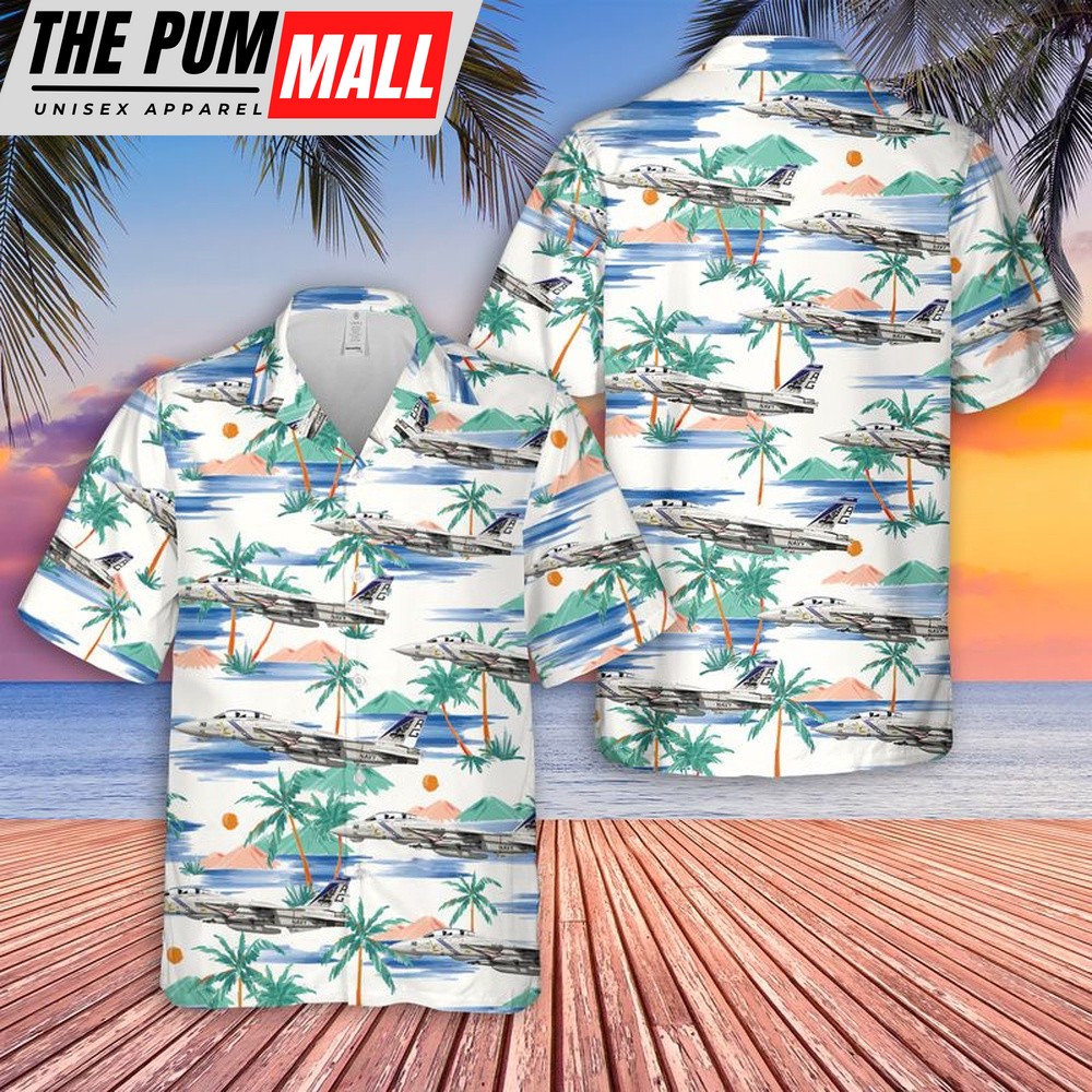 Us Navy Hawaiian Shirt, US Navy F-14B Tomcat Of VFA-143 Pukin Dogs Hawaiian Shirt, Military Hawaiian Shirt