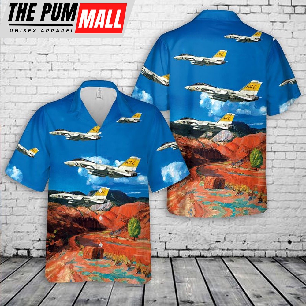 Us Navy Hawaiian Shirt, US Navy F-14B Tomcat VF-32 Swordsmen Hawaiian Shirt, Military Hawaiian Shirt