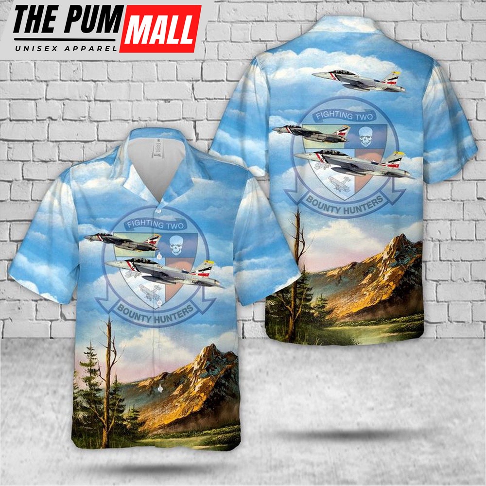 Us Navy Hawaiian Shirt, US Navy F-14D Tomcat Of VF-2 Bounty Hunters Hawaiian Shirt, Military Hawaiian Shirt