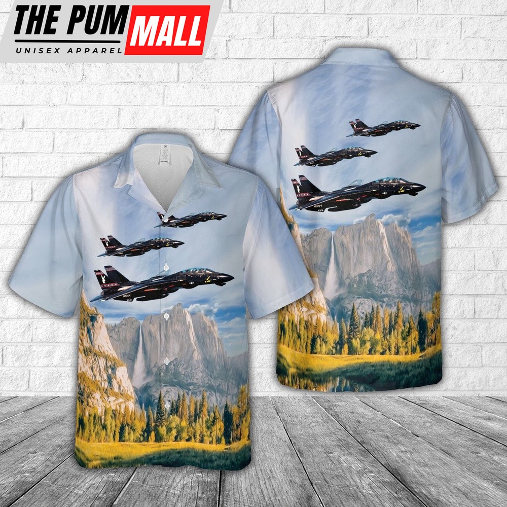 Us Navy Hawaiian Shirt, US Navy F-14D Tomcat VX-9 The Vampires Hawaiian Shirt, Military Hawaiian Shirt