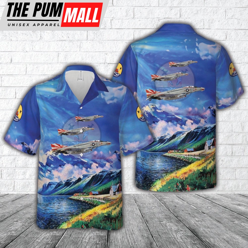 Us Navy Hawaiian Shirt, US Navy F-4B Phantom II of VF-111 ‘Sundowners’ Hawaiian Shirt, Military Hawaiian Shirt