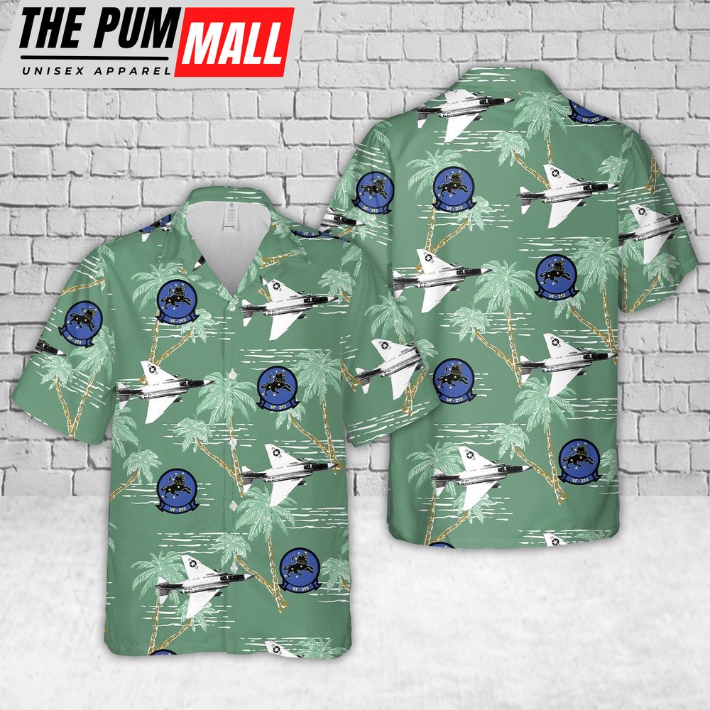 Us Navy Hawaiian Shirt, US Navy F-4B Phantom II Of VF-213 Black Lions Hawaiian Shirt, Military Hawaiian Shirt
