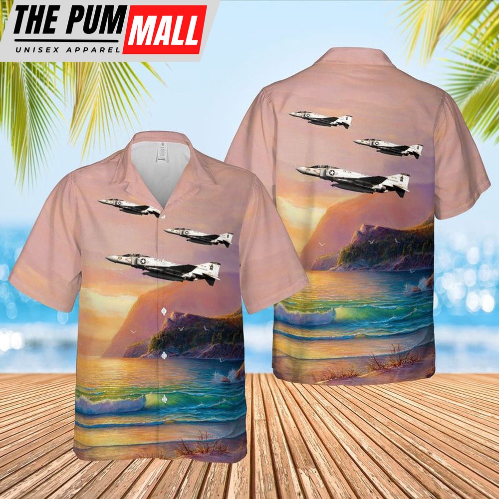 Us Navy Hawaiian Shirt, US Navy F-4J of VF-74 Hawaiian Shirt, Military Hawaiian Shirt