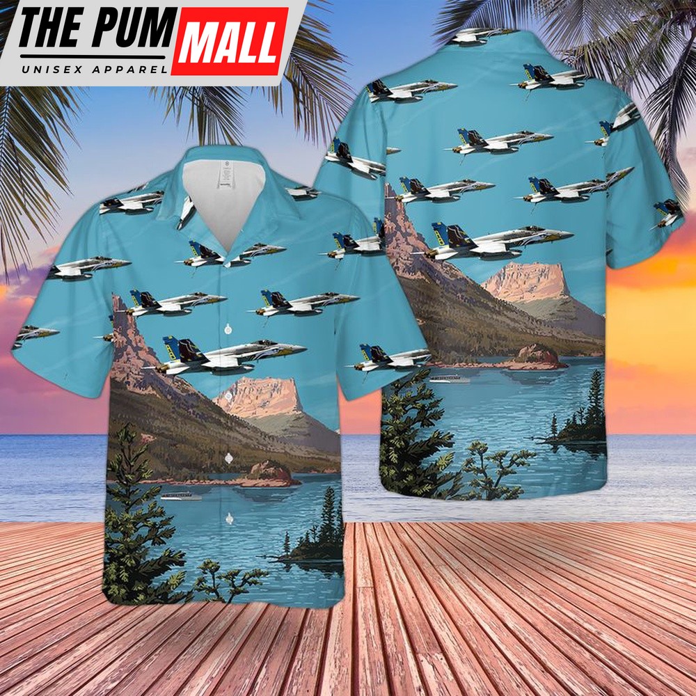 Us Navy Hawaiian Shirt, US Navy FA-18 Hornet Of VFA-82 Marauders Hawaiian Shirt, Military Hawaiian Shirt