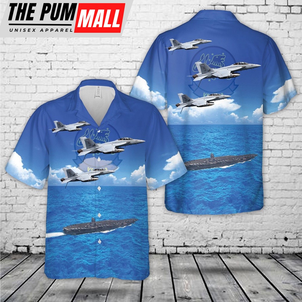 Us Navy Hawaiian Shirt, US Navy FA-18F Of VFA-213 Blacklions Hawaiian Shirt, Military Hawaiian Shirt