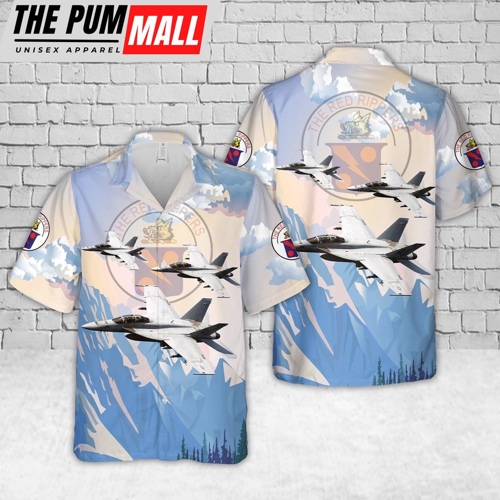 Us Navy Hawaiian Shirt, US Navy FA-18F Super Hornet Of VFA-11 Red Rippers Hawaiian Shirt, Military Hawaiian Shirt