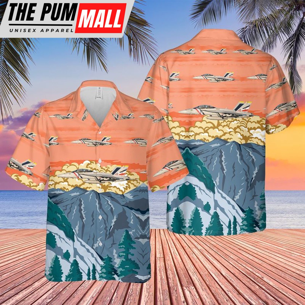 Us Navy Hawaiian Shirt, US Navy FA-18F Super Hornet Of VFA-2 Bounty Hunters Hawaiian Shirt, Military Hawaiian Shirt