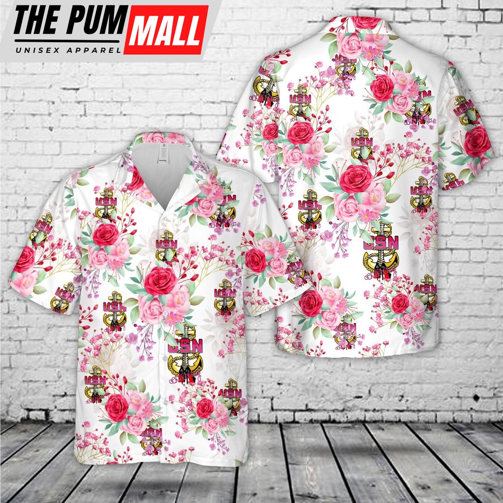 Us Navy Hawaiian Shirt, US Navy Female Chick Chief CPO Pink 1 Hawaiian Shirt, Military Hawaiian Shirt