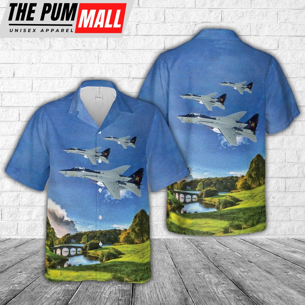 Us Navy Hawaiian Shirt, US Navy – Fighter Squadron 11 (FITRON 11) VF-11 Red Rippers Hawaiian Shirt, Military Hawaiian Shirt