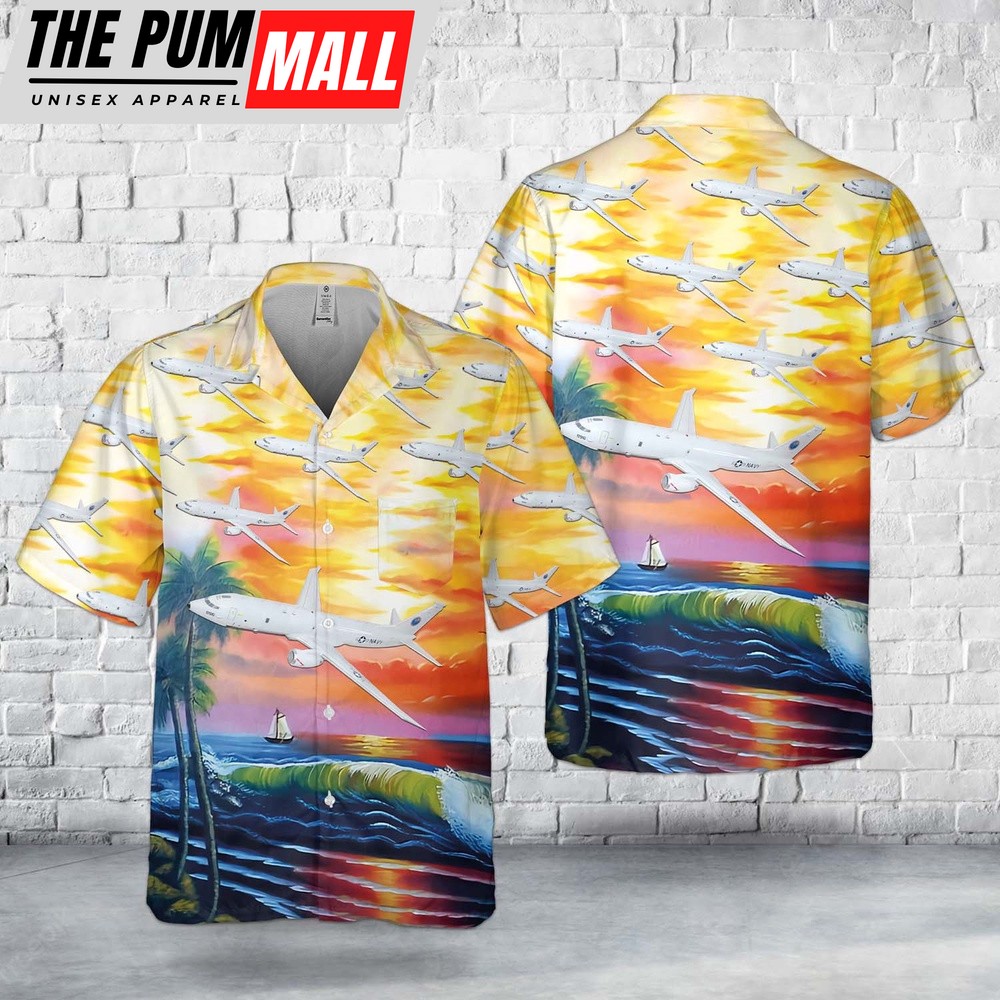 Us Navy Hawaiian Shirt, US Navy Fleet Support Team P-8 Poseidon Pocket Hawaiian Shirt, Military Hawaiian Shirt