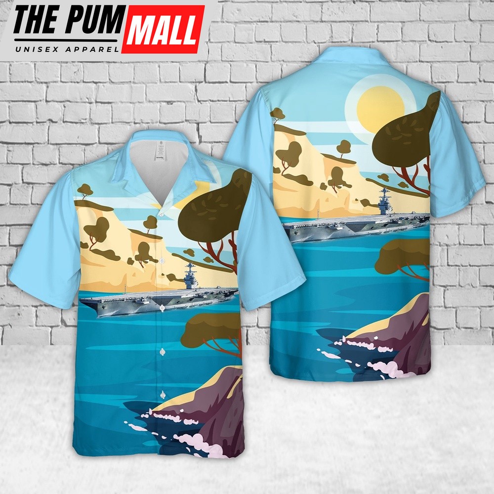 Us Navy Hawaiian Shirt, US Navy Gerald R. Ford-class aircraft carrier Hawaiian Shirt, Military Hawaiian Shirt