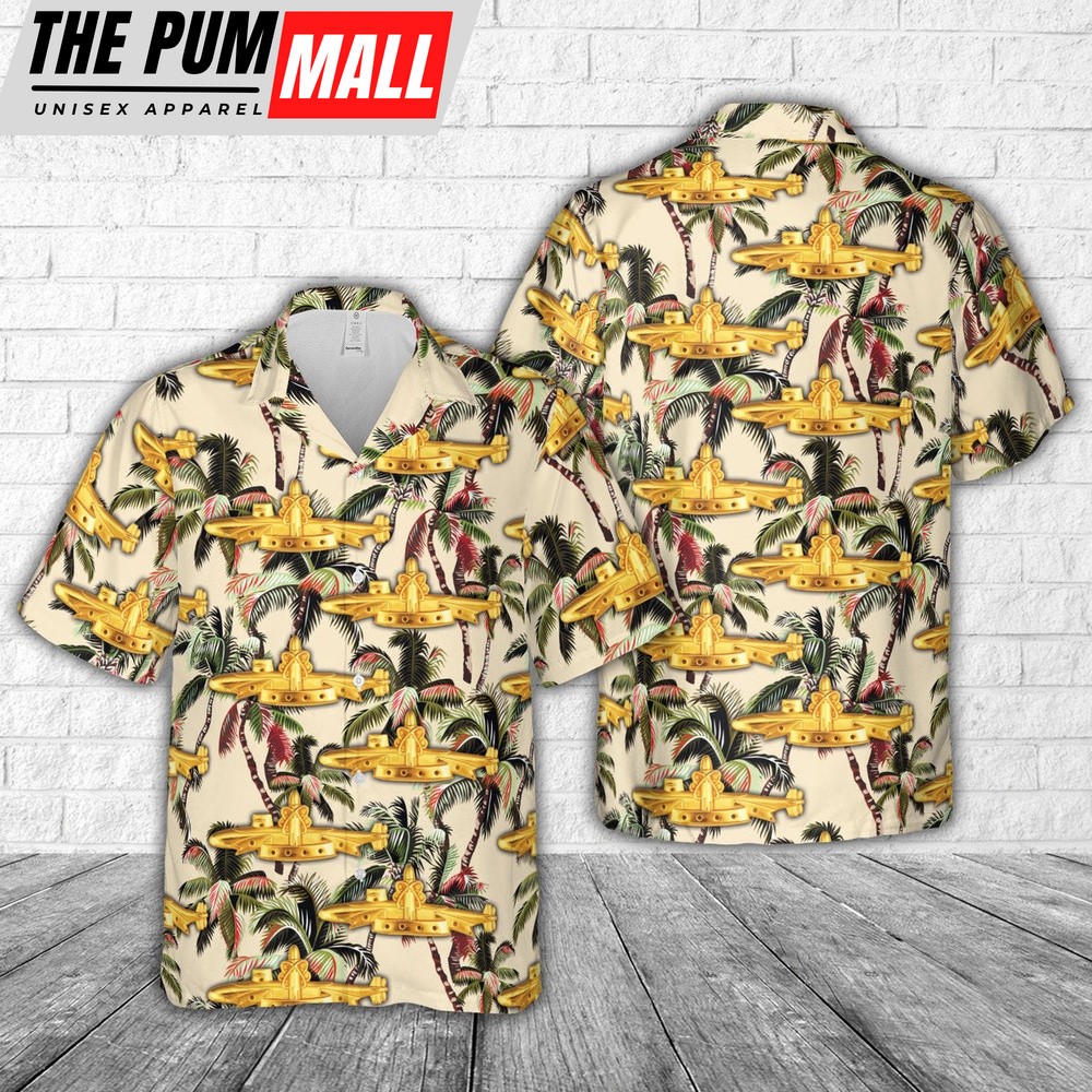 Us Navy Hawaiian Shirt, US Navy Gold SSBN Deterrent Patrol insignia Hawaiian Shirt, Military Hawaiian Shirt