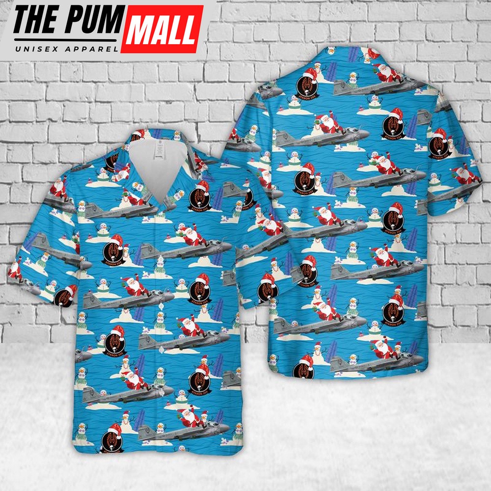 Us Navy Hawaiian Shirt, US Navy Grumman A-6 Intruder Of VA-304 Christmas Hawaiian Shirt, Military Hawaiian Shirt
