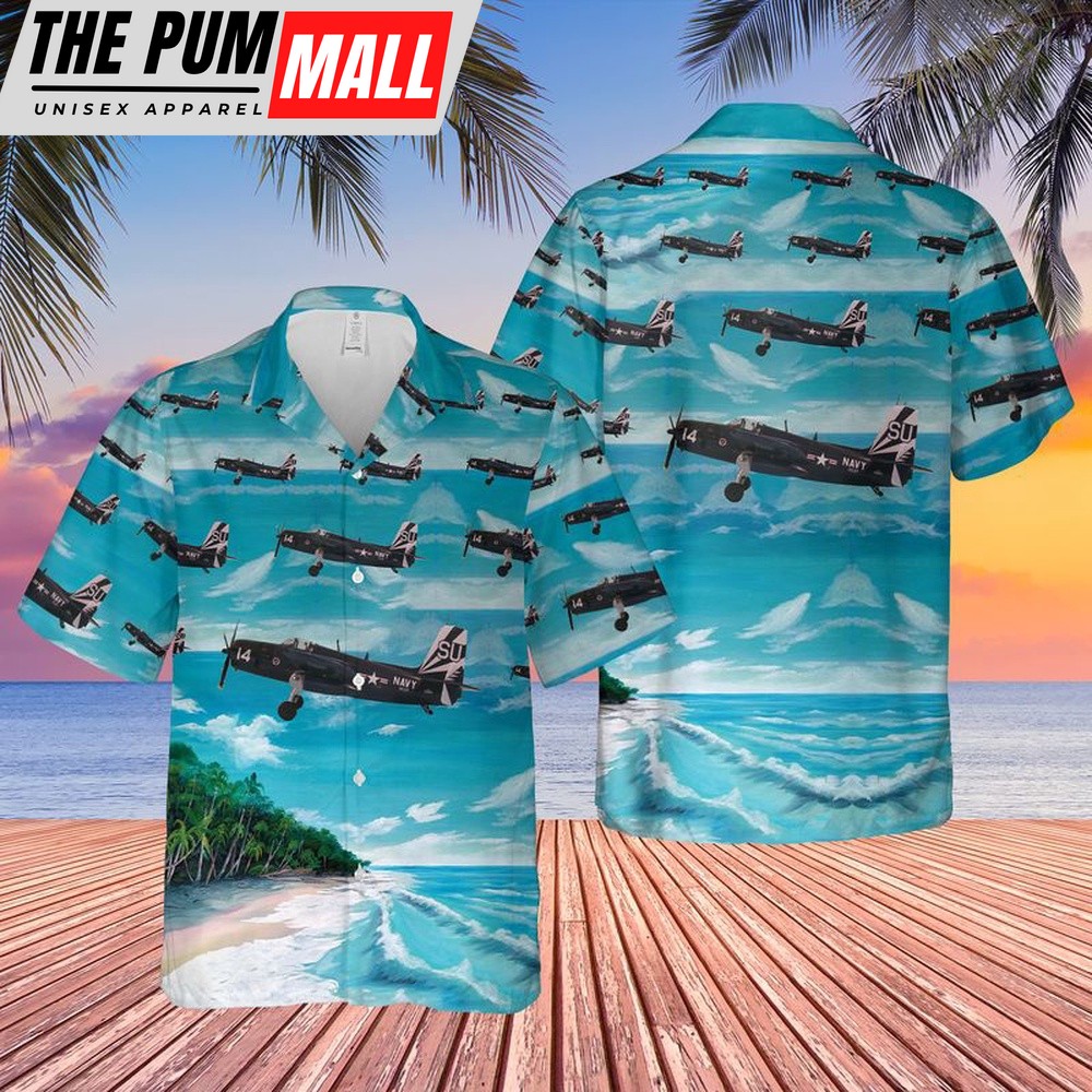 Us Navy Hawaiian Shirt, US Navy Grumman AF-2 Guardian Of VS-37 Hawaiian Shirt, Military Hawaiian Shirt