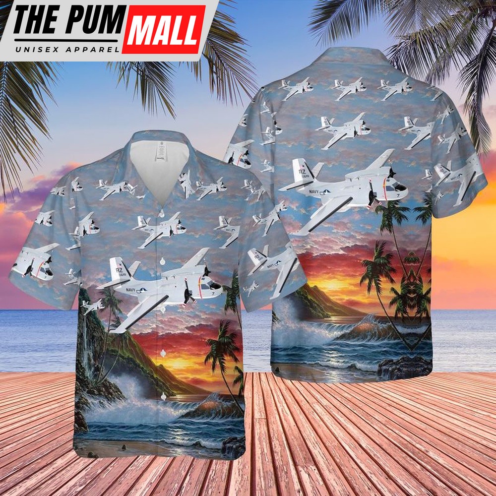 Us Navy Hawaiian Shirt, US Navy Grumman C-1A Trader Of VR-21 Hawaiian Shirt, Military Hawaiian Shirt