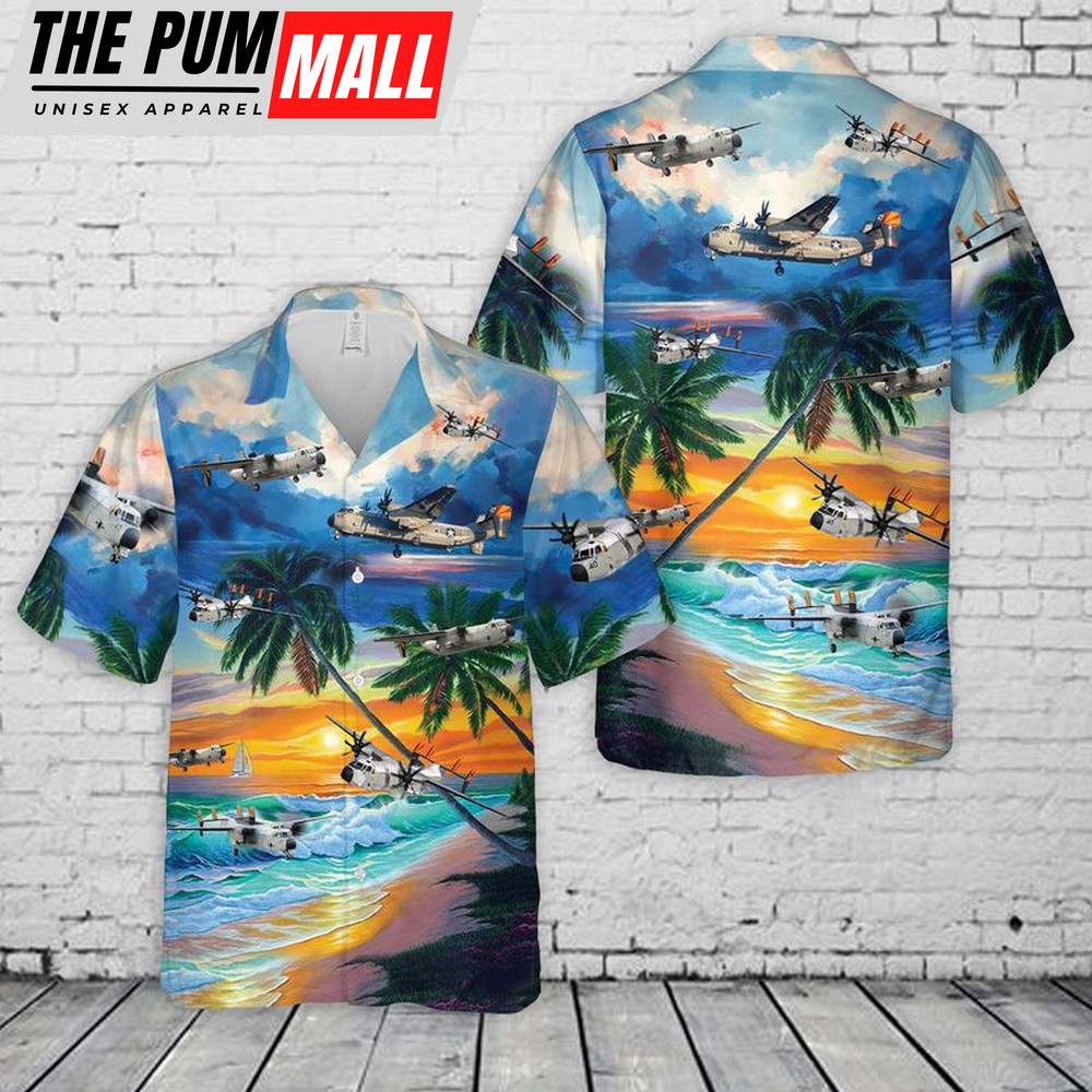 Us Navy Hawaiian Shirt, US Navy Grumman C-2 Greyhound Hawaiian Shirt, Military Hawaiian Shirt