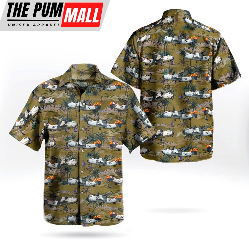 Us Navy Hawaiian Shirt, US Navy Grumman C-2A Greyhound (G-123) of VRC-40 Rawhides Hawaiian Shirt, Military Hawaiian Shirt