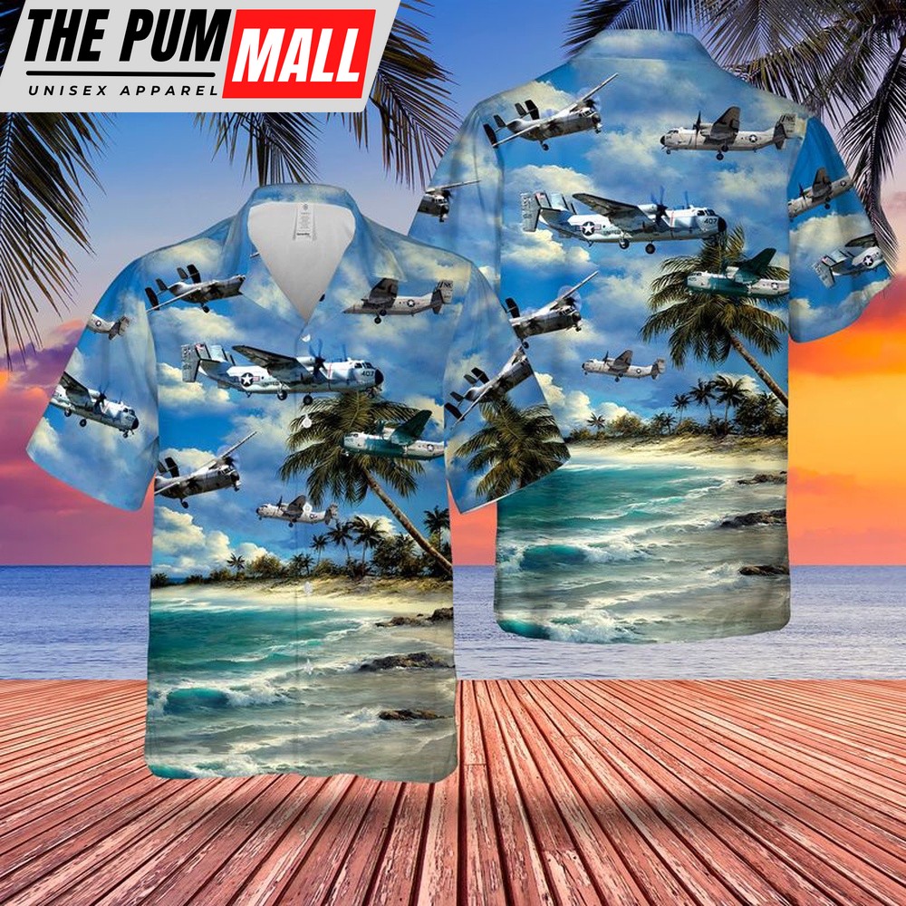 Us Navy Hawaiian Shirt, US Navy Grumman C-2A Greyhound VRC-50 (Foo Dogs) Hawaiian Shirt, Military Hawaiian Shirt