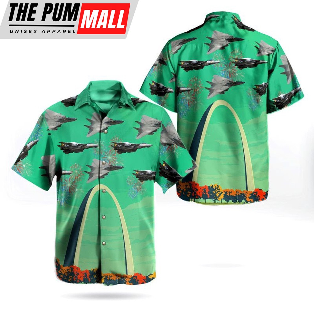 Us Navy Hawaiian Shirt, US Navy Grumman F-14 Tomcat Independence Day Gateway Arch Hawaiian Shirt, Military Hawaiian Shirt