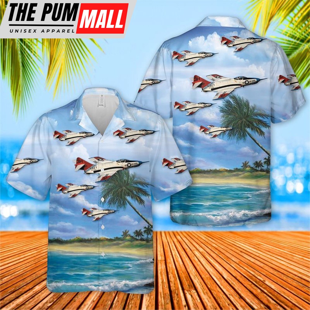 Us Navy Hawaiian Shirt, US Navy Grumman F-9 Cougar Hawaiian Shirt, Military Hawaiian Shirt