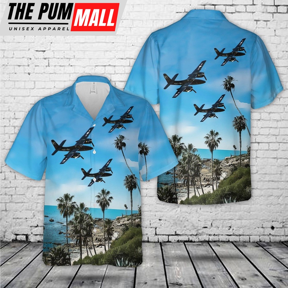 Us Navy Hawaiian Shirt, US Navy Grumman F7F-3P Tigercat Hawaiian Shirt, Military Hawaiian Shirt
