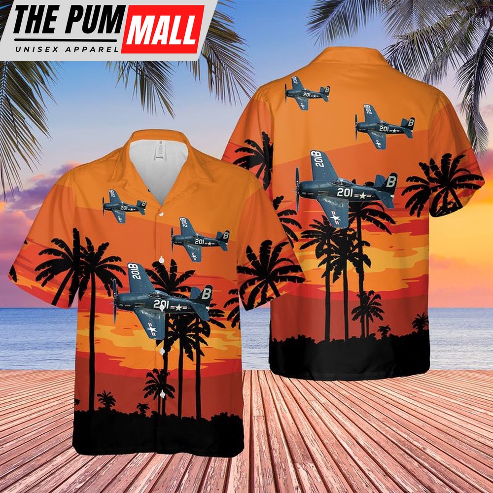 Us Navy Hawaiian Shirt, US Navy Grumman F8F Bearcat Hawaiian Shirt, Military Hawaiian Shirt