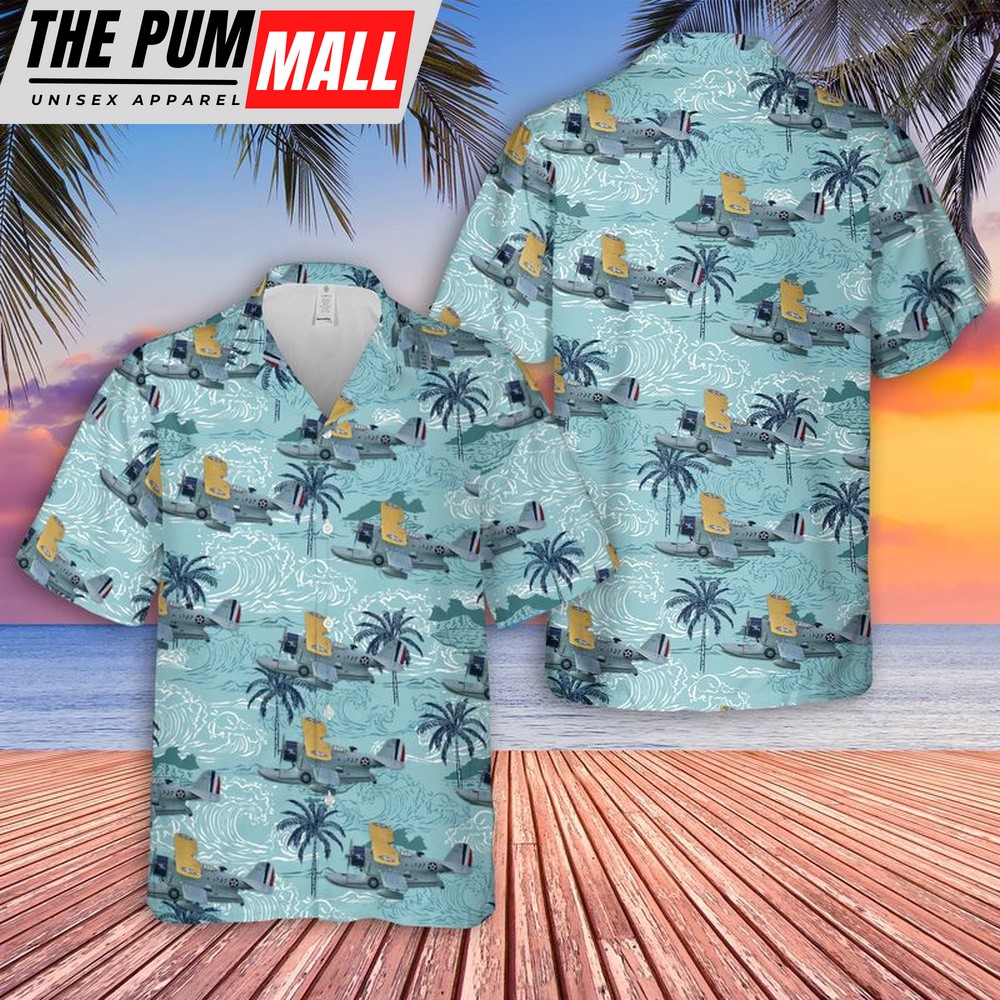 Us Navy Hawaiian Shirt, US Navy Grumman J2F Duck Hawaiian Shirt, Military Hawaiian Shirt