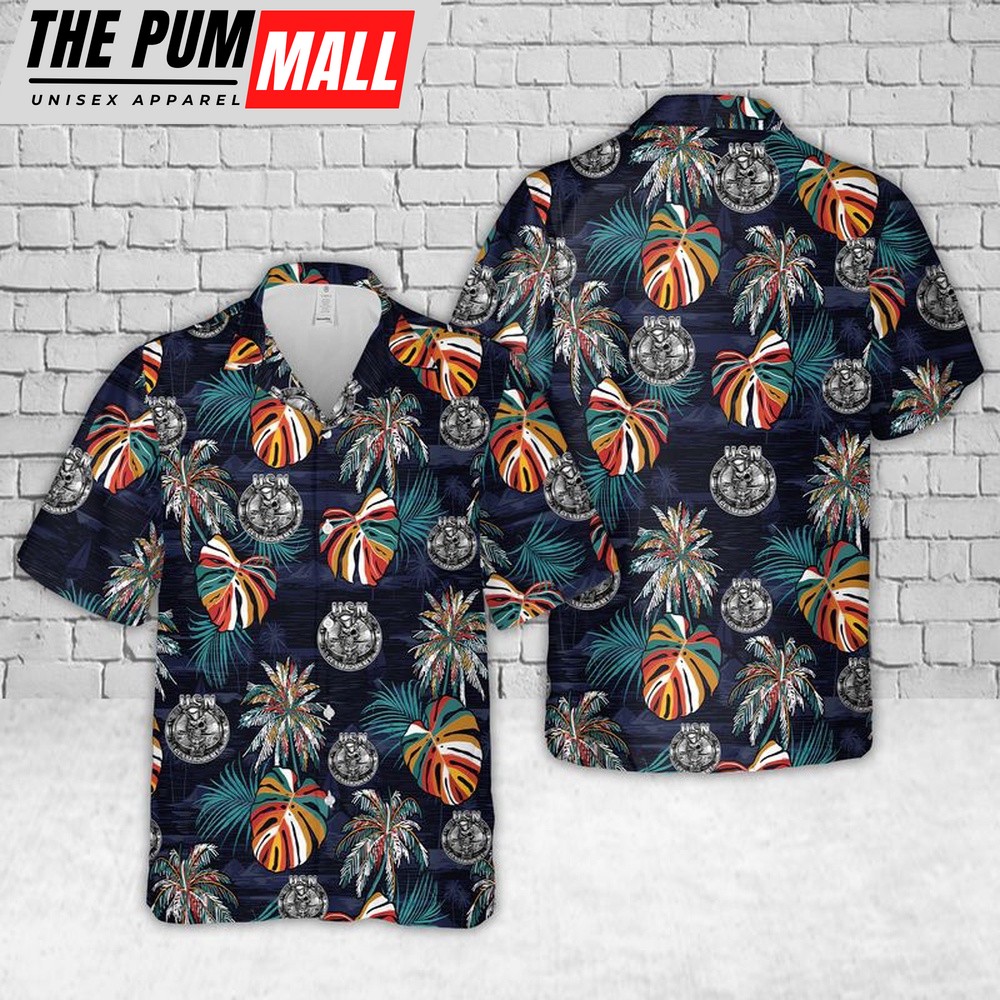 Us Navy Hawaiian Shirt, US Navy Gunner’s Mates Skull Hawaiian Shirt, Military Hawaiian Shirt