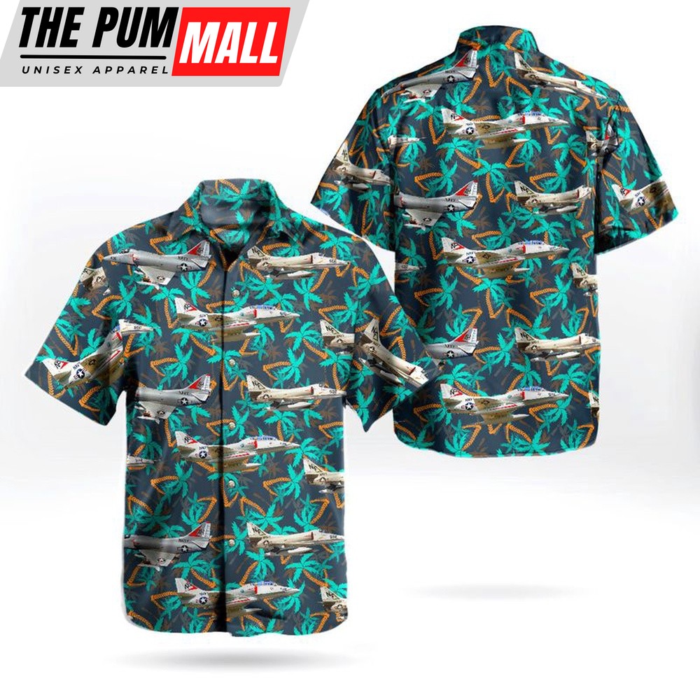 Us Navy Hawaiian Shirt, US Navy Historical Aircraft Douglas A-4 Skyhawk Hawaiian Shirt, Military Hawaiian Shirt