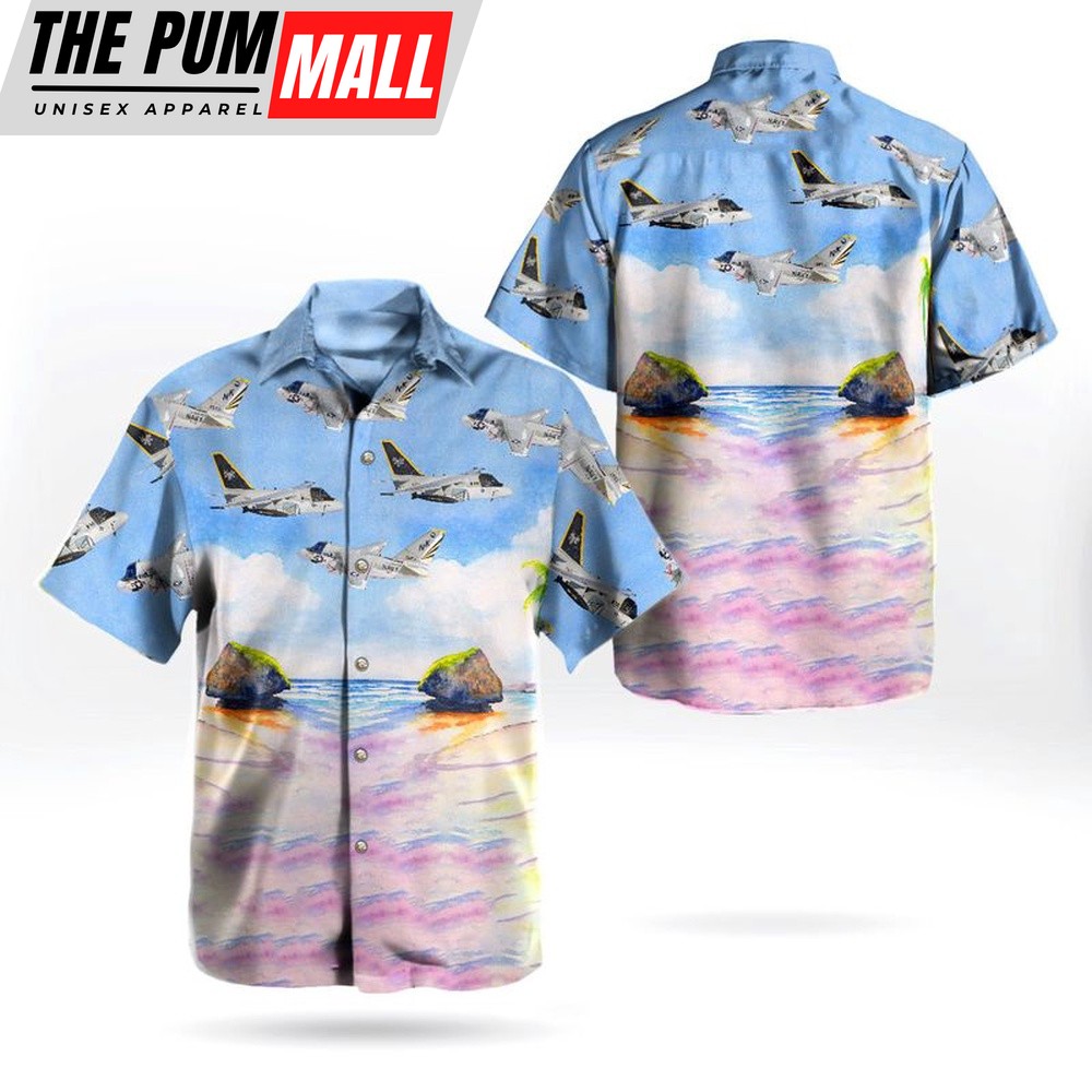 Us Navy Hawaiian Shirt, US Navy Historical Aircraft Lockheed S-3 Viking Hawaiian Shirt, Military Hawaiian Shirt