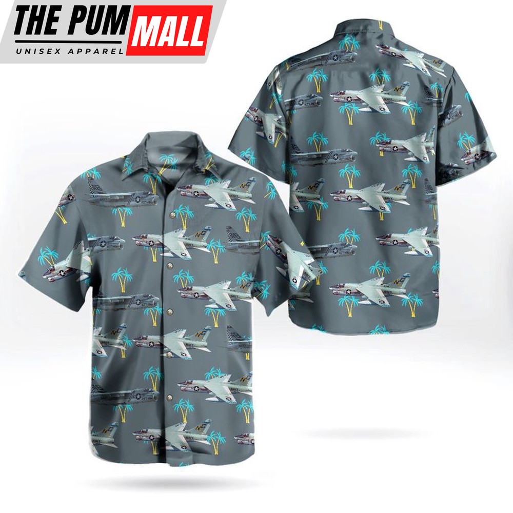 Us Navy Hawaiian Shirt, US Navy Historical Aircraft LTV A-7 Corsair II Hawaiian Shirt, Military Hawaiian Shirt