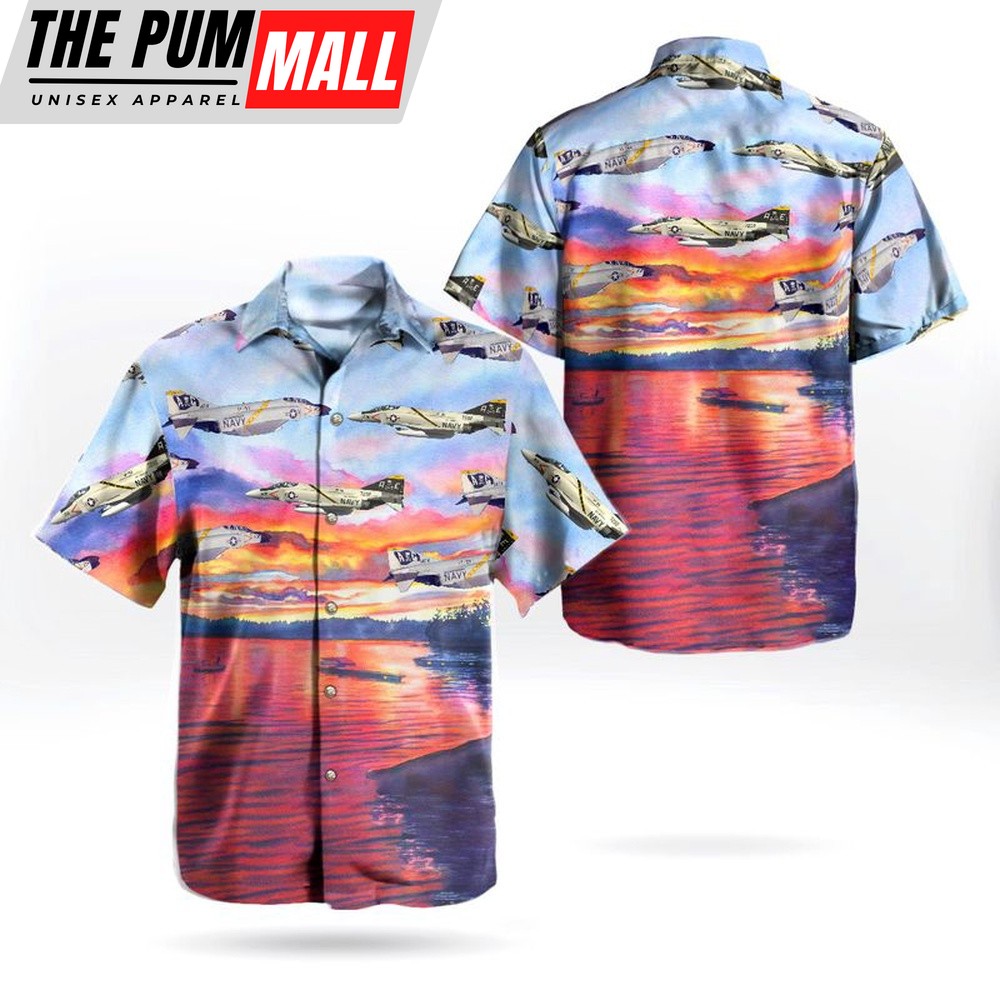 Us Navy Hawaiian Shirt, US Navy Historical Aircraft McDonnell Douglas F-4 Phantom II Hawaiian Shirt, Military Hawaiian Shirt