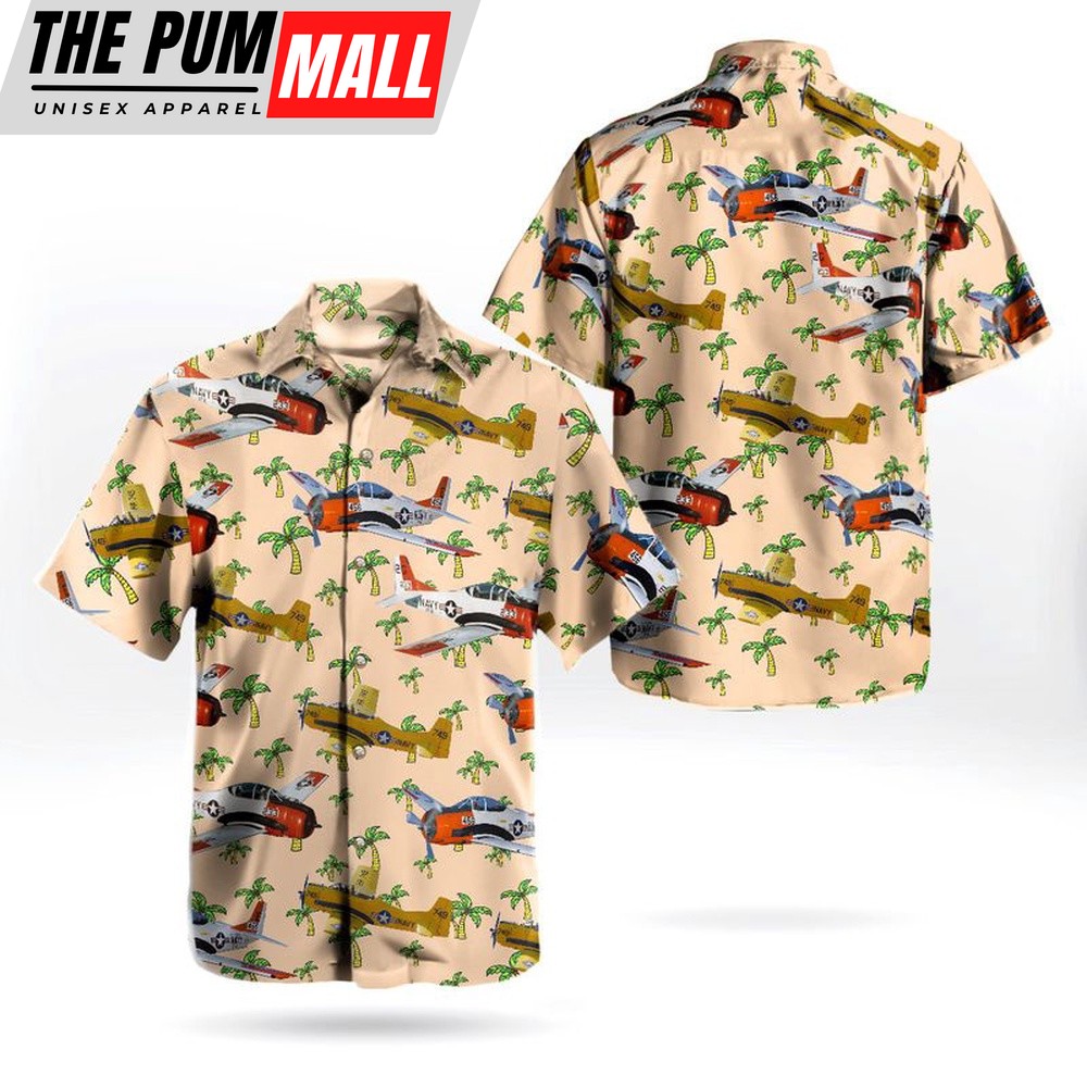 Us Navy Hawaiian Shirt, US Navy Historical Aircraft North American T-28 Trojan Hawaiian Shirt, Military Hawaiian Shirt