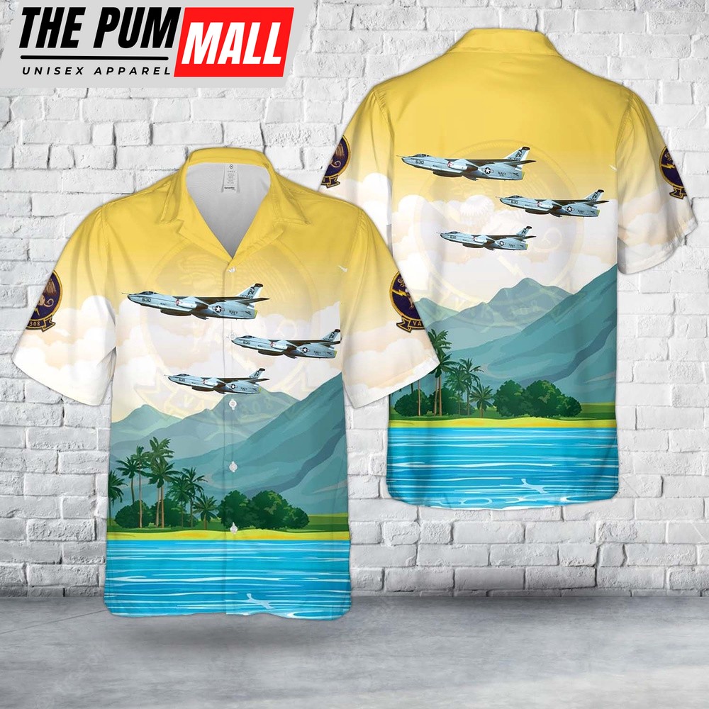 Us Navy Hawaiian Shirt, US Navy KA-3B Skywarrior, BuNo 147660, of VAK-308 Griffins Hawaiian Shirt, Military Hawaiian Shirt