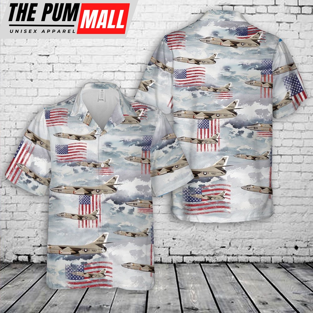 Us Navy Hawaiian Shirt, US Navy KA-3B Skywarrior BuNo 147663 Of VAK-208 Jockeys Hawaiian Shirt, Military Hawaiian Shirt