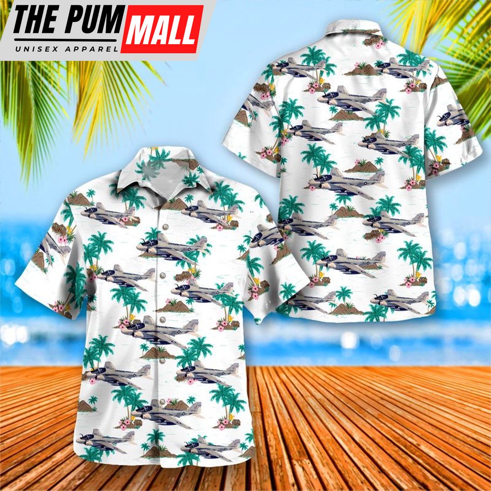 Us Navy Hawaiian Shirt, US Navy KA-6D Intruder of Attack Squadron 34 (VA-34 Blue Blasters) Hawaiian Shirt, Military Hawaiian Shirt