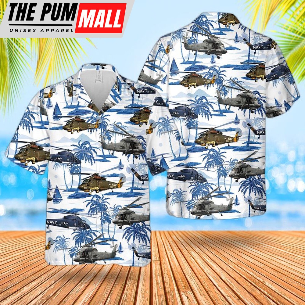 Us Navy Hawaiian Shirt, US Navy Kaman SH-2 Seasprite Hawaiian Shirt, Military Hawaiian Shirt