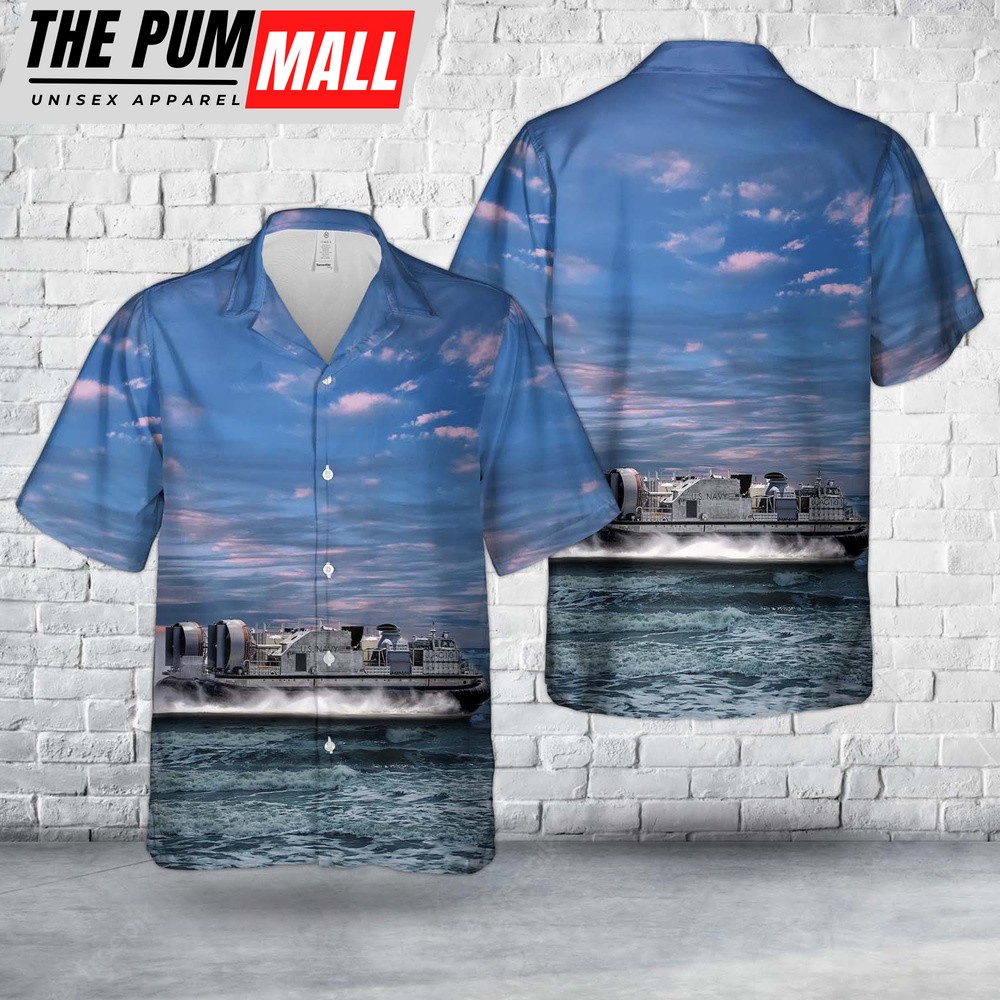Us Navy Hawaiian Shirt, US Navy Landing Craft Air Cushion LCAC-101 Hawaiian Shirt, Military Hawaiian Shirt