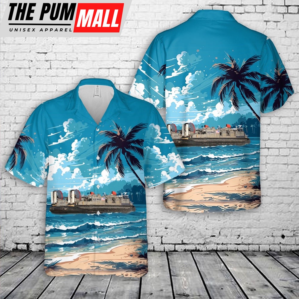 Us Navy Hawaiian Shirt, US Navy Landing Craft Air Cushion LCAC-2 Hawaiian Shirt, Military Hawaiian Shirt