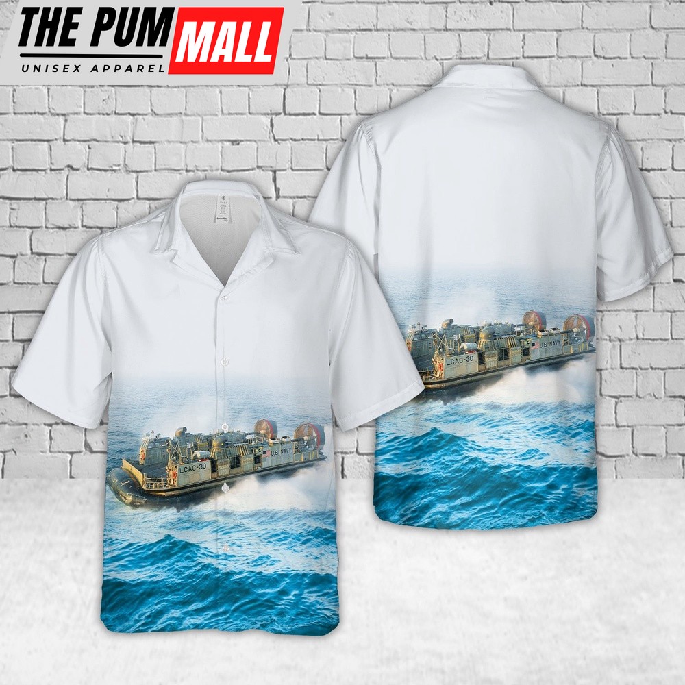 Us Navy Hawaiian Shirt, US Navy Landing Craft Air Cushion LCAC-30 Hawaiian Shirt, Military Hawaiian Shirt