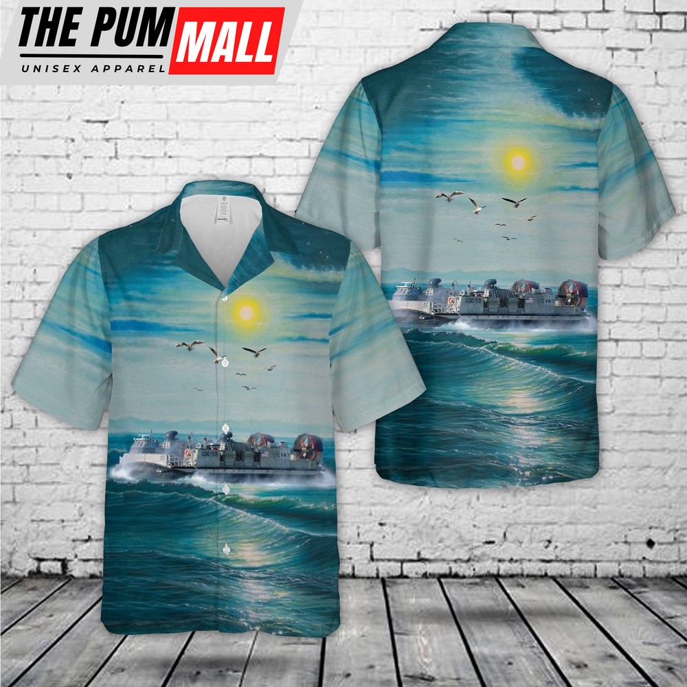 Us Navy Hawaiian Shirt, US Navy Landing Craft Air Cushion LCAC-50 Hawaiian Shirt, Military Hawaiian Shirt