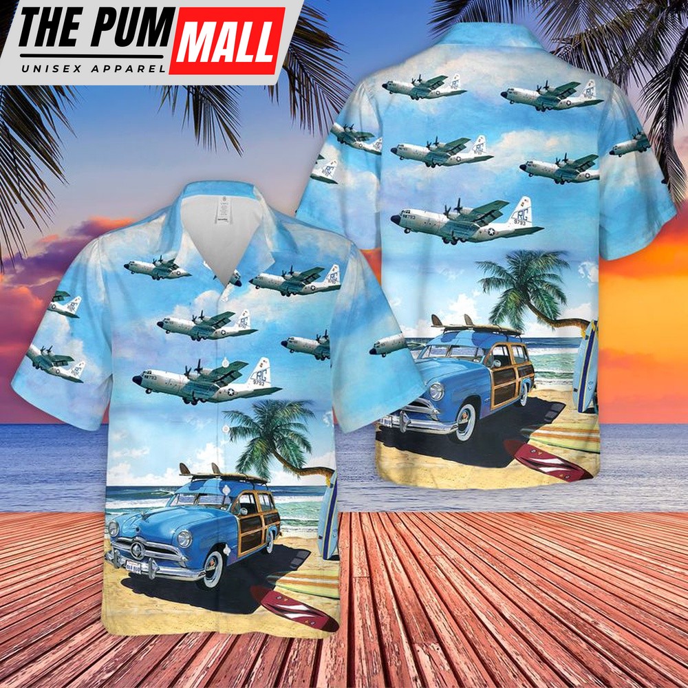 Us Navy Hawaiian Shirt, US Navy Lockheed C-130F Hercules Of VRC-50 Hawaiian Shirt, Military Hawaiian Shirt